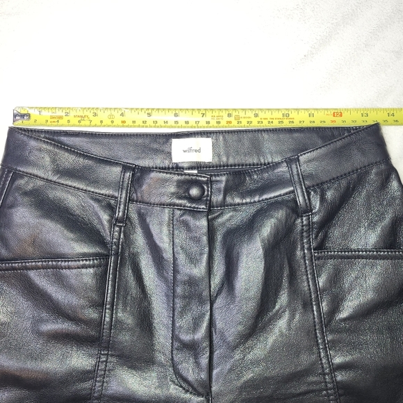 Wilfred Aritzia Vegan Leather Pants Women's Size 4 Black Straight Leg - Picture 8 of 10